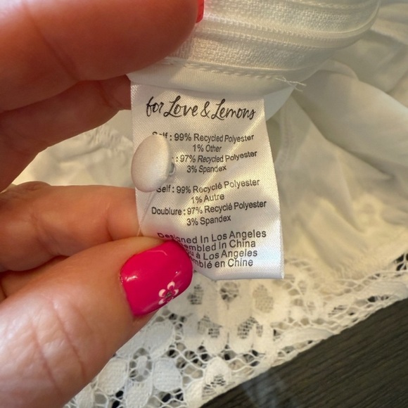 New! For Love & Lemons Santo Eyelash Lace Ruffles Romper White 3399 - Picture 14 of 15